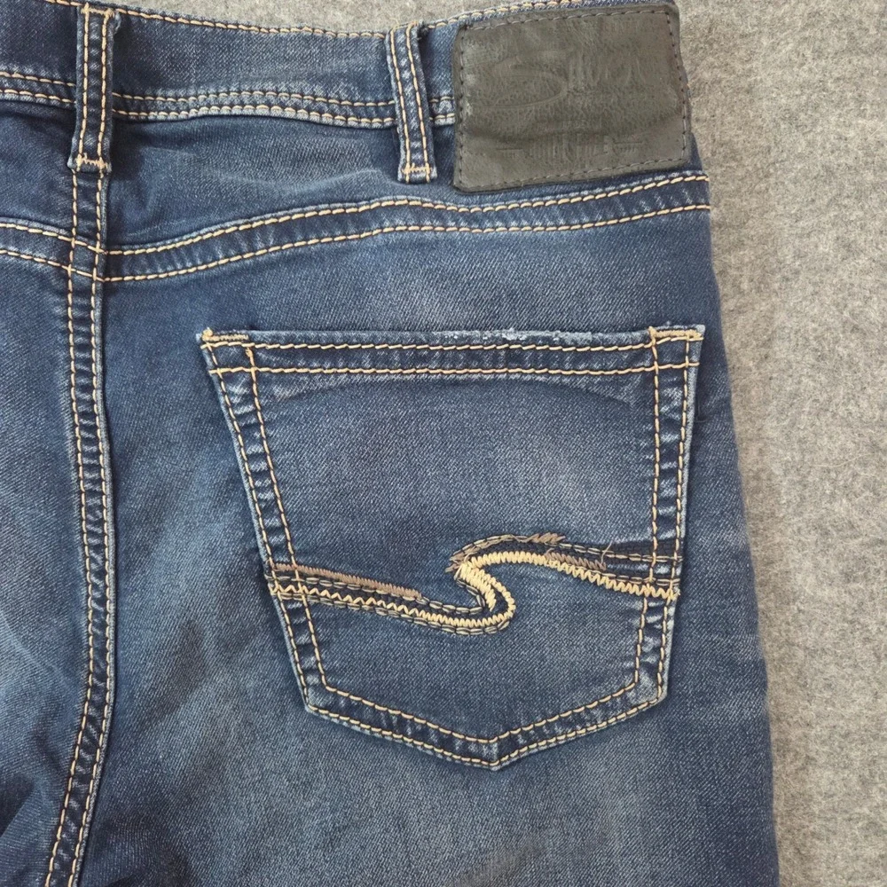 Silver Jeans Co Grayson Jeans Mens 33x32 Dark Wash Straight Leg Stretch Denim